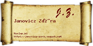 Janovicz Zóra névjegykártya